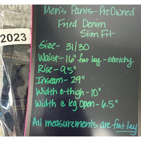 Fried Denim Mens 32/30 Slim Fit Dress Jeans Dark Wash Dinner Comfort - Picture 11 of 12